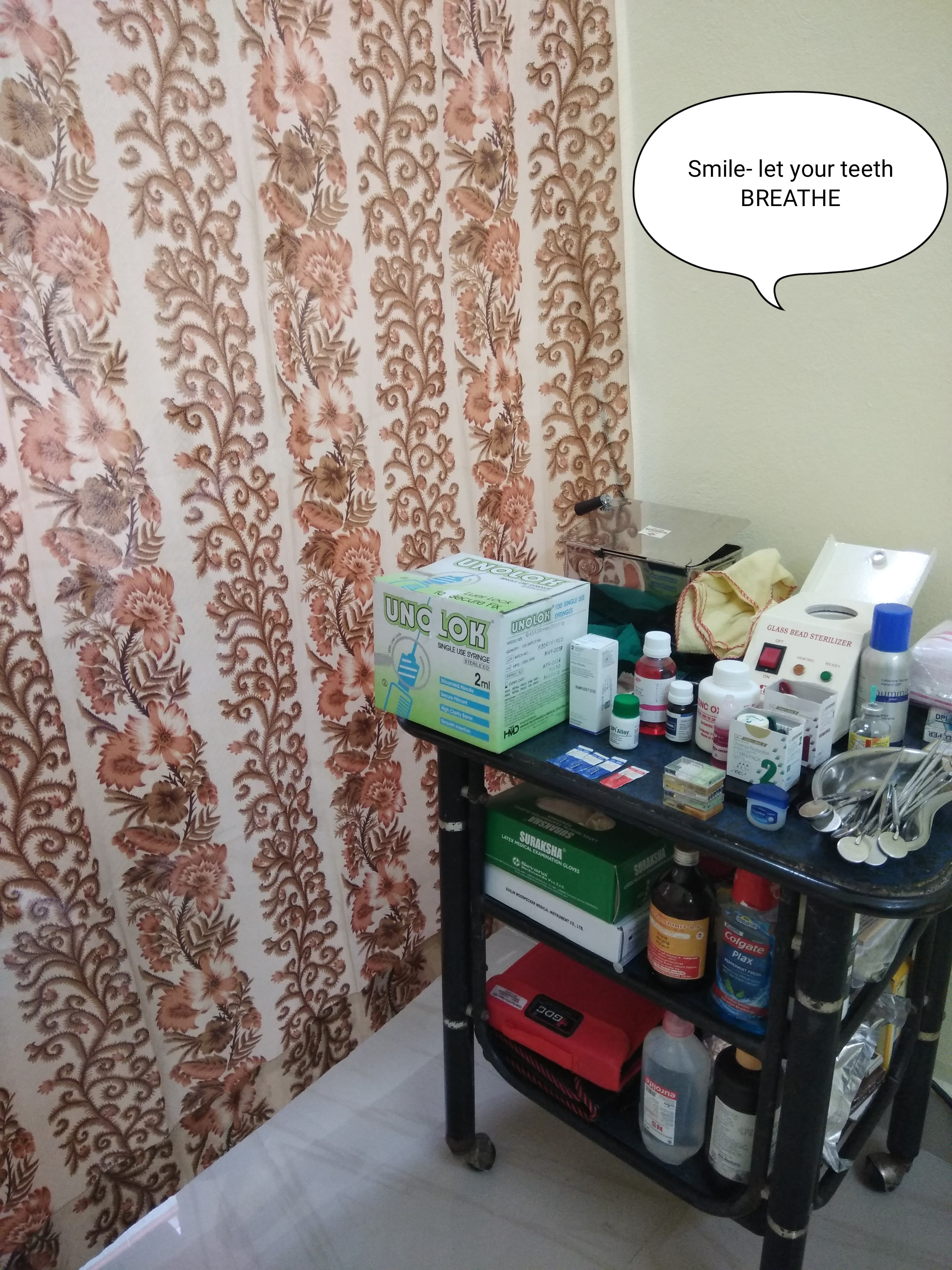 Instrument trolley and sterilisation area